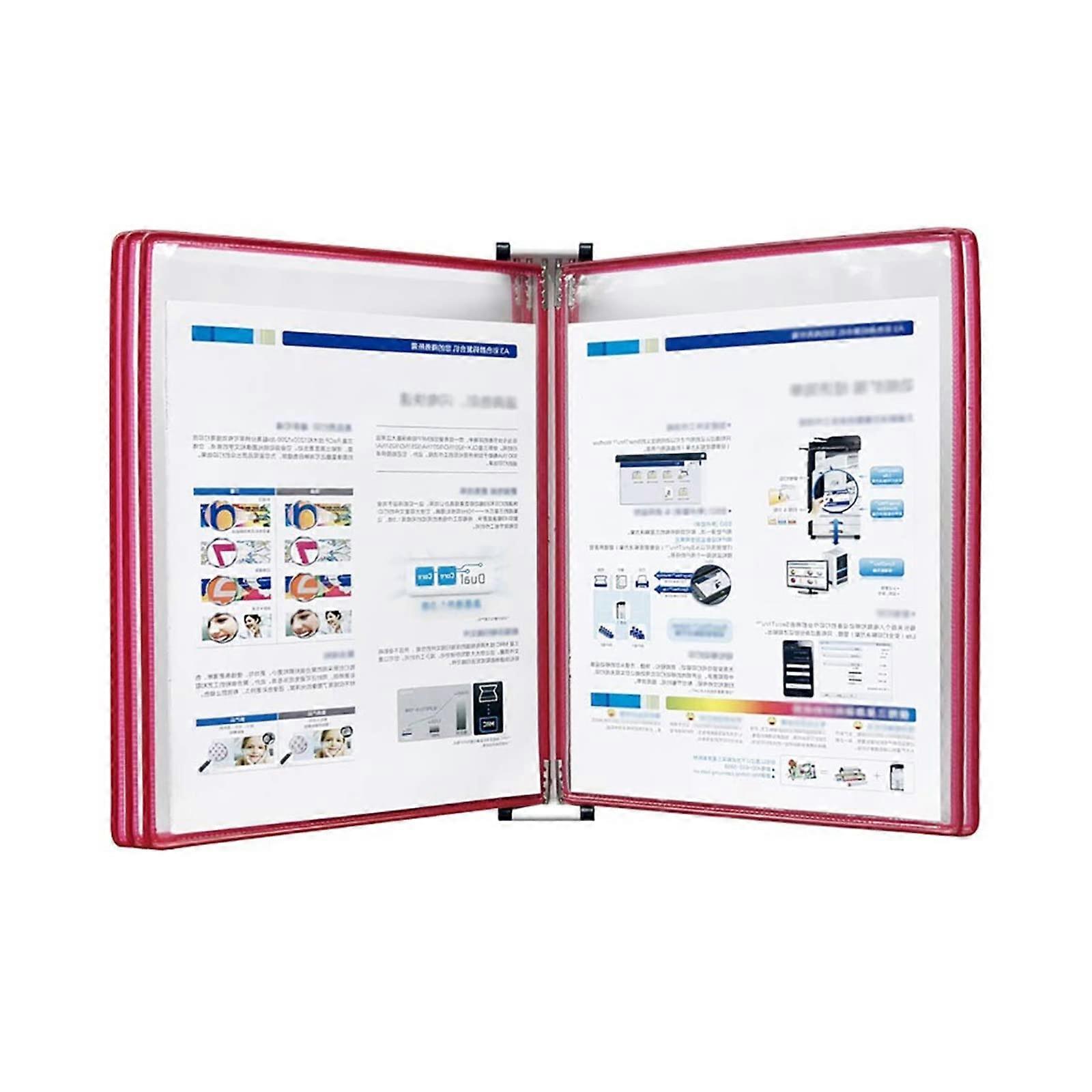Wandhalterung Referenzsystem A4-Letter-Format mit 5 Doppelseitigen Paneelen – Desk Reference Organizer Red