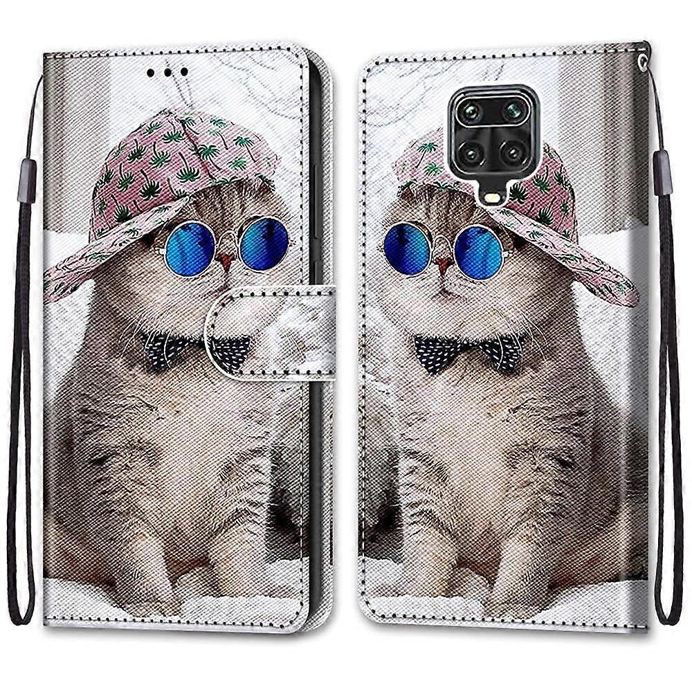 Compatible with XiaoMi Redmi Note 9s / Note 9 Pro flip cover protective case glasses cat