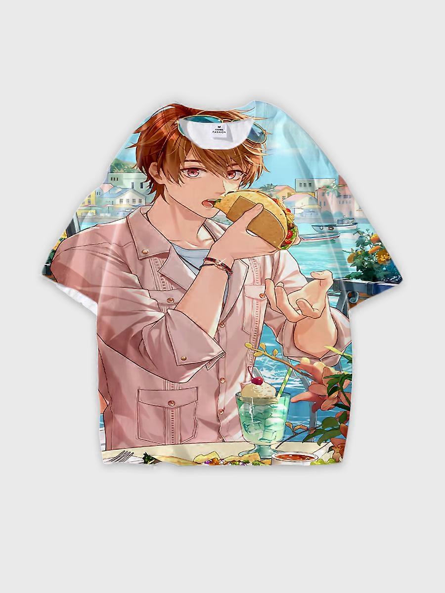 T-shirt round neck Role Pattern loose short sleeve E1465