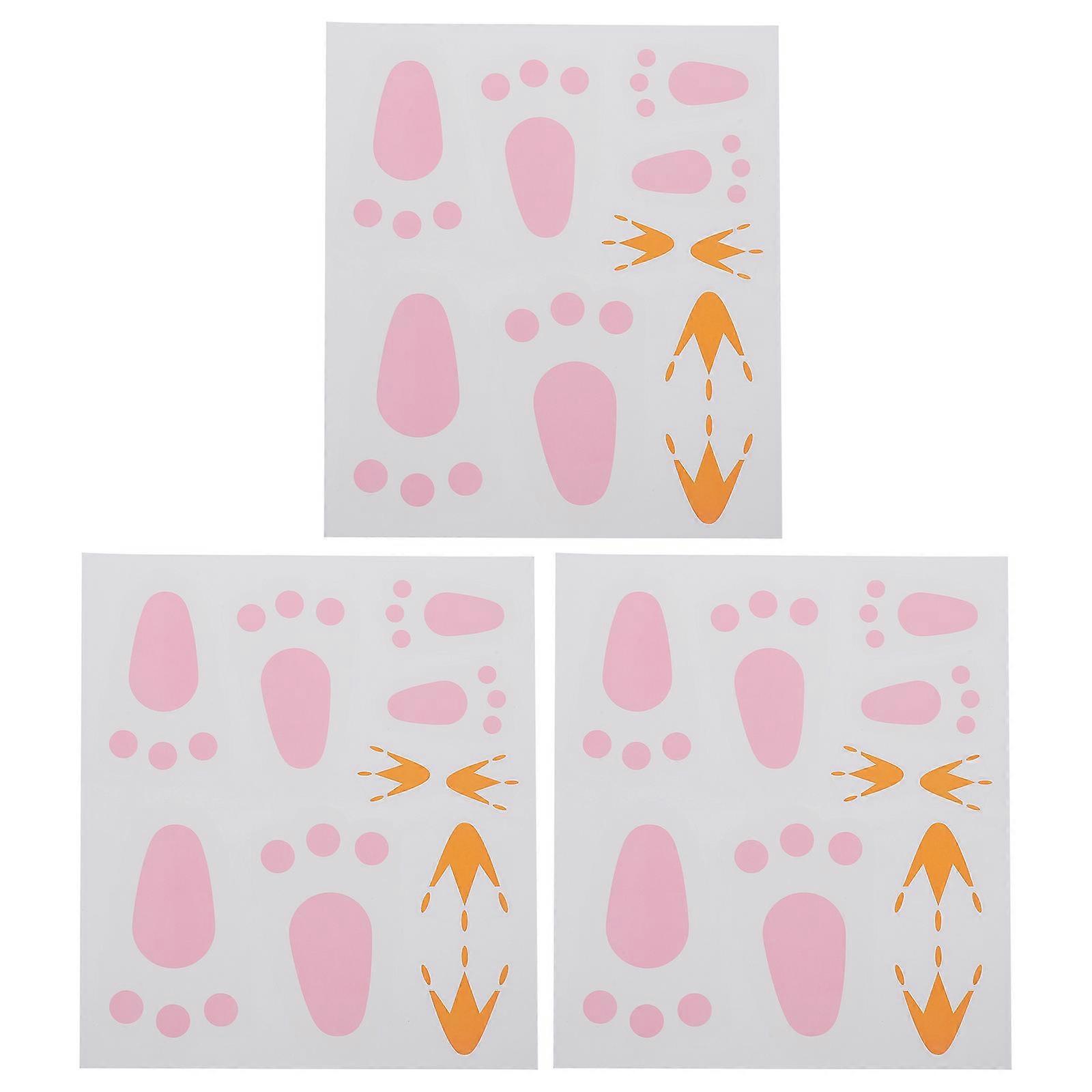 3 Sets Easter Rabbit Footprint Stickers PVC Decals Self Adhesive Removable for Smooth Surfaces Party Decorations