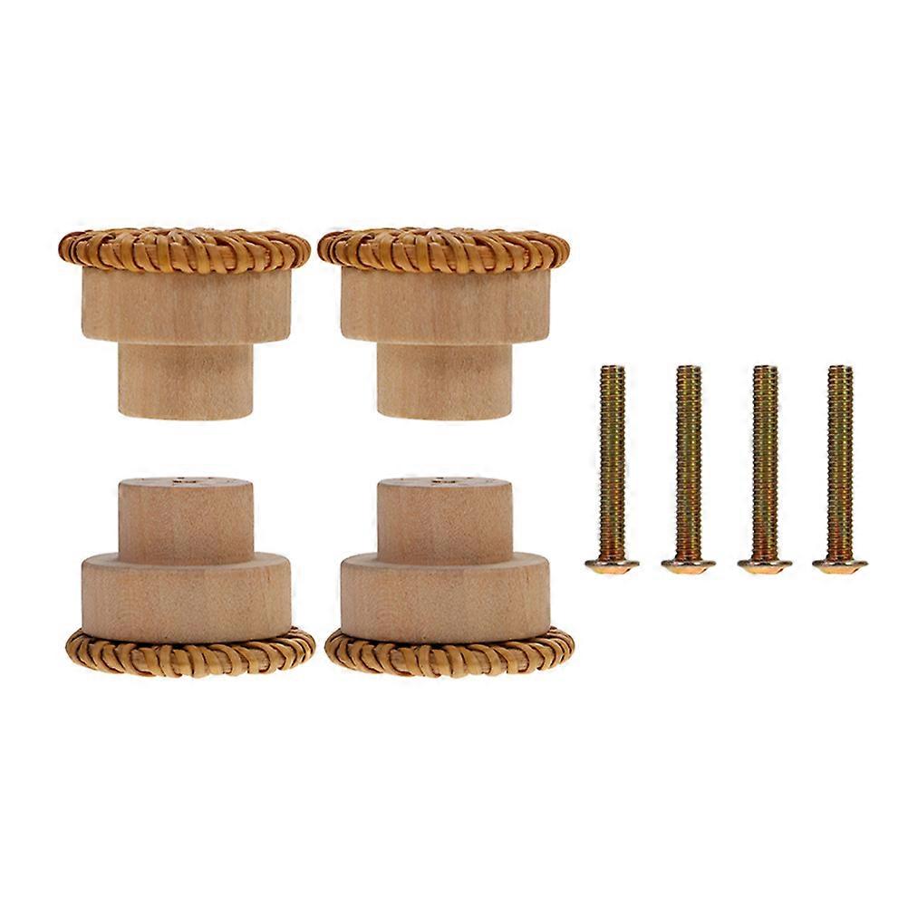 Decorative Rattan Knobs Wooden Dresser Knobs Home Decor Mushroom Head Shape Safe to Use 4Pcs