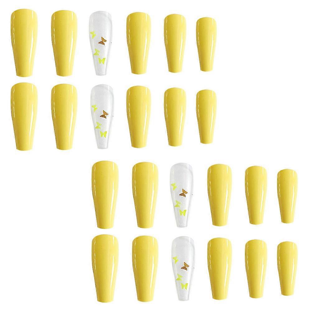 Nail Tips with Full Cover Coffin Design for Nail Art in Assorted Colors Plastic 24pcs Box
