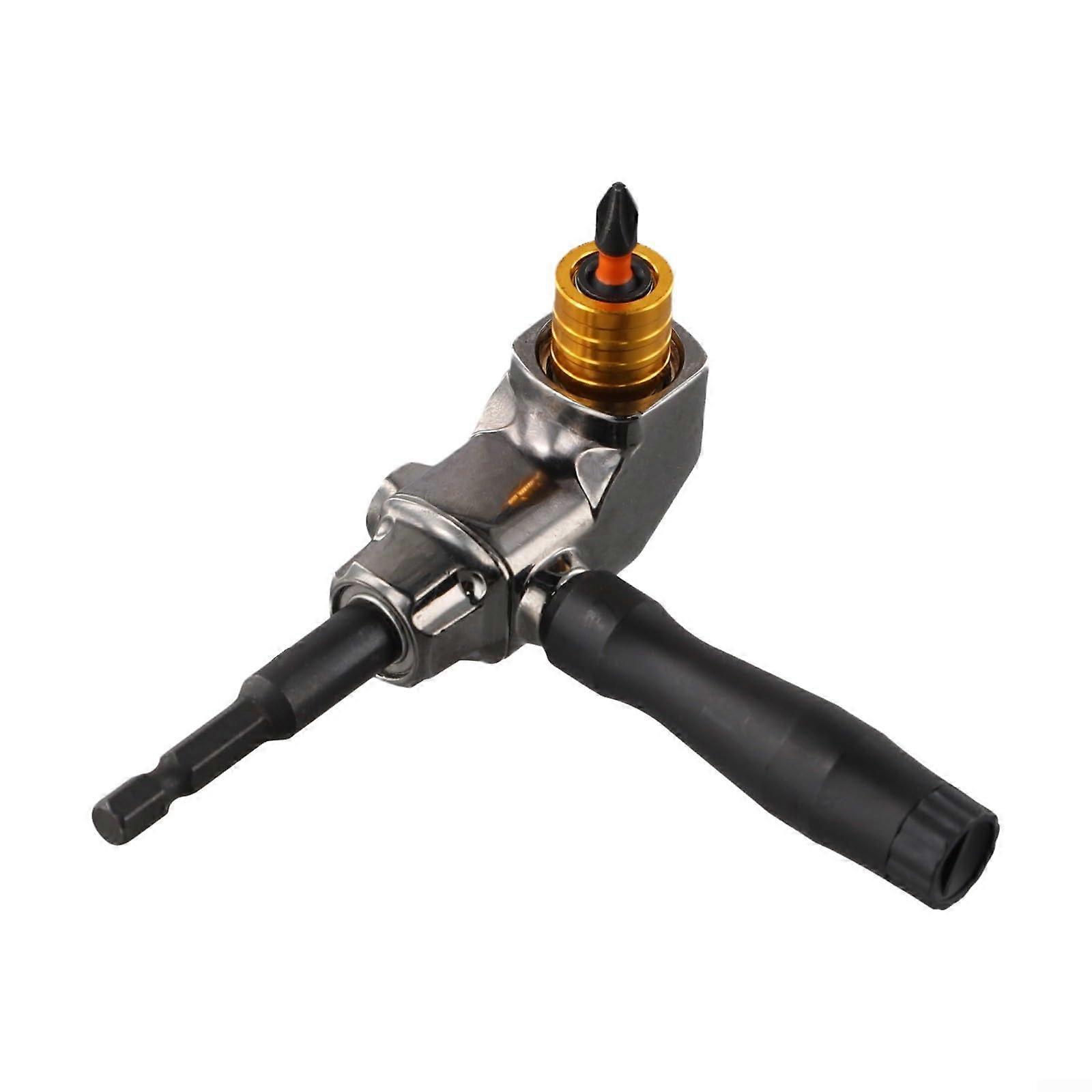 90-Degree Drill Machine Adapter for Tight Spaces, Self-Locking Right Angle Tool, Compatible with Standard Drill Models