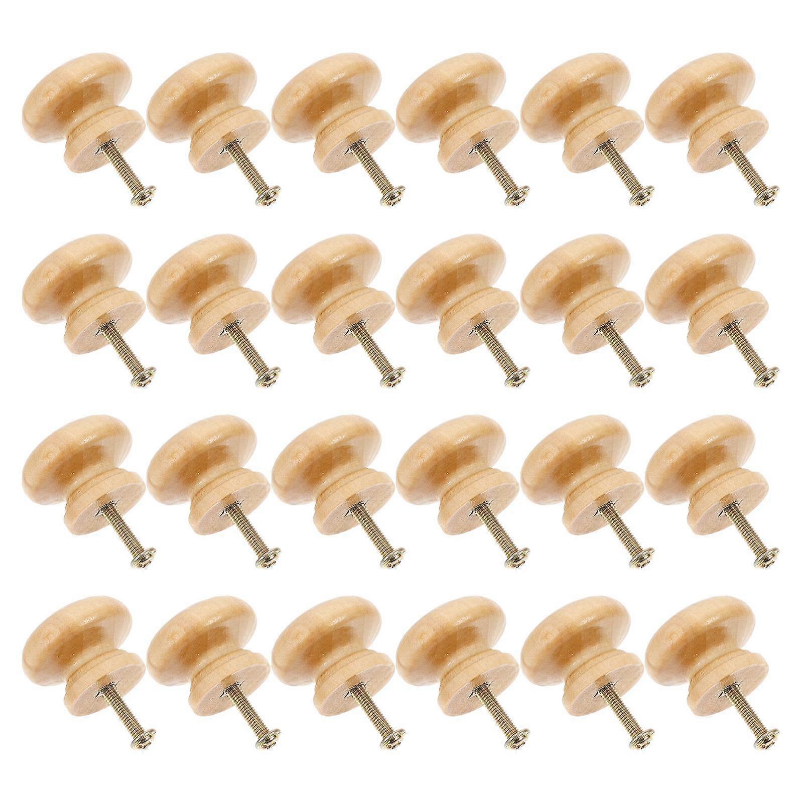 24pcs Natural Round Cabinet Knobs Durable Drawer Pull Handles for Cupboards Furniture Easy Install Vintage Style Wood Pulls Home Decor