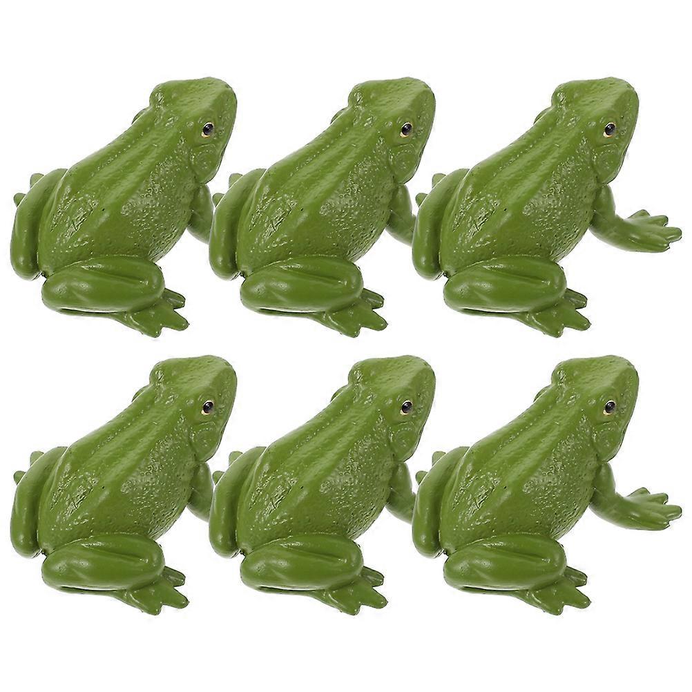 Frog Figurine Statue for Kids Made of Plastic in Green Color 6pcs Miniature Size