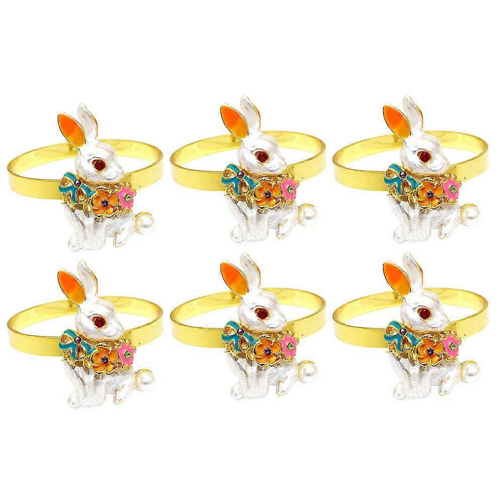 Creative Metal Napkin Rings with Rabbit Design for Table Decoration Multi Color Fits Most Napkins 6 pcs