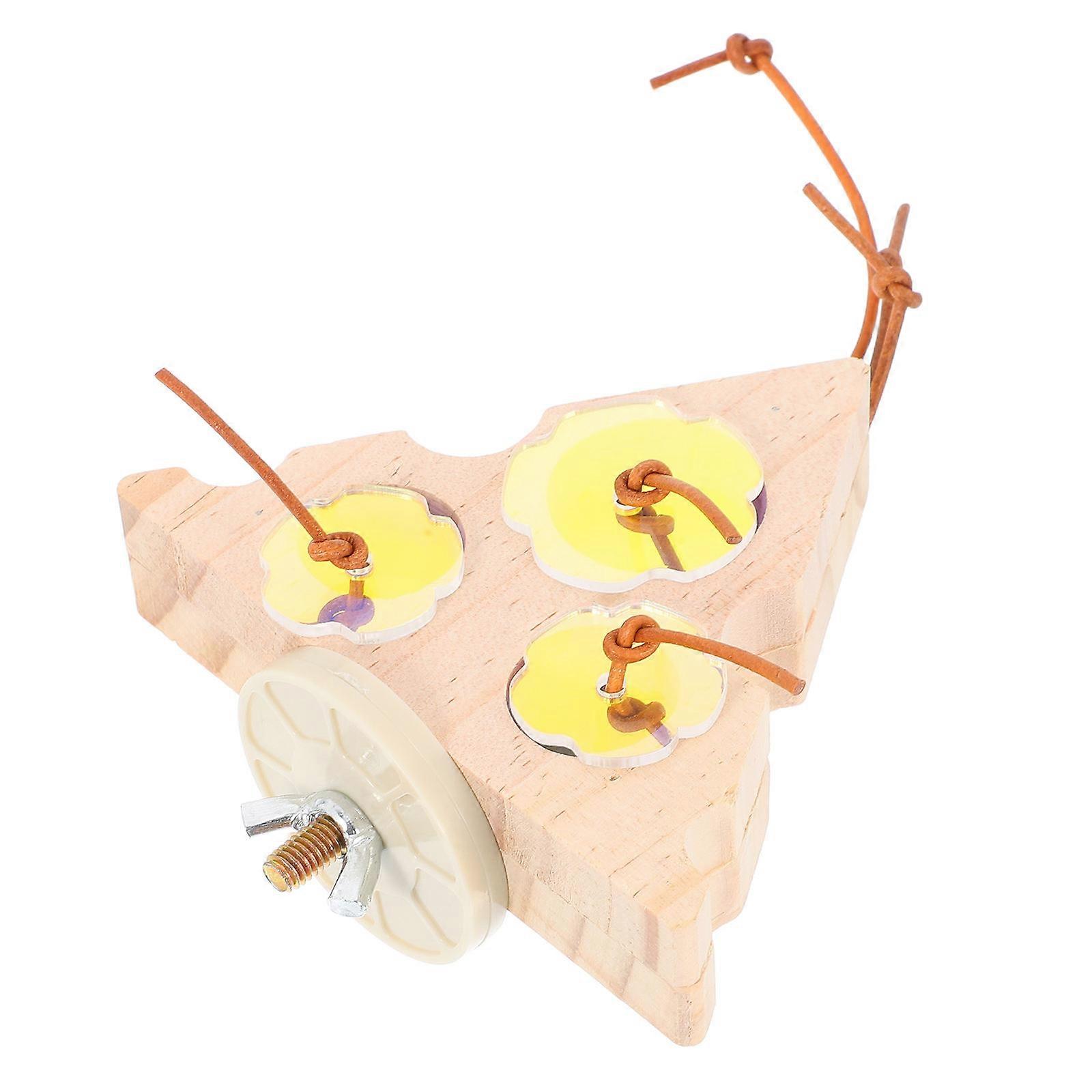 Wooden Bird Enrichment Toys for Parrots Interactive Foraging Station with Long Tail Design Beige