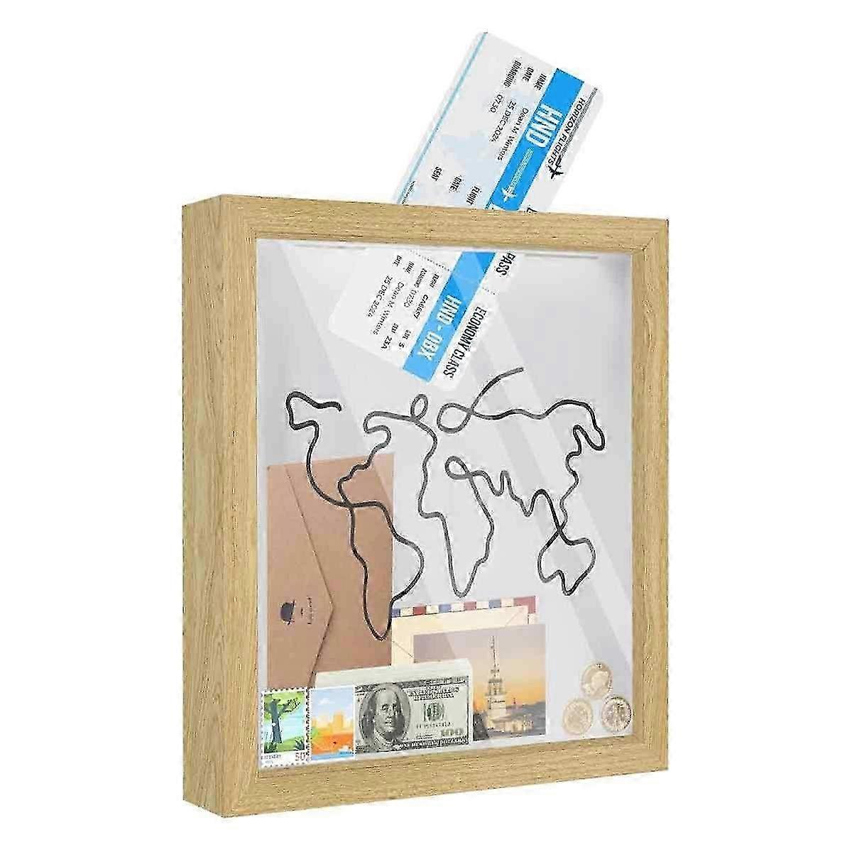 Adventure Archive Box Souvenir Air Ticket Map Light Box - Thin Decorative Piggy Bank for Travel Memories and Unique Home Decor
