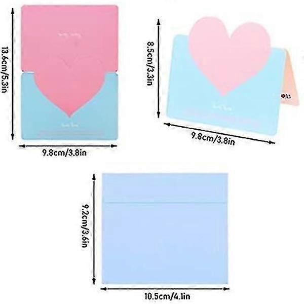 Blank Cards 40 Heart Set With Envelopes 8 Colors Mixed