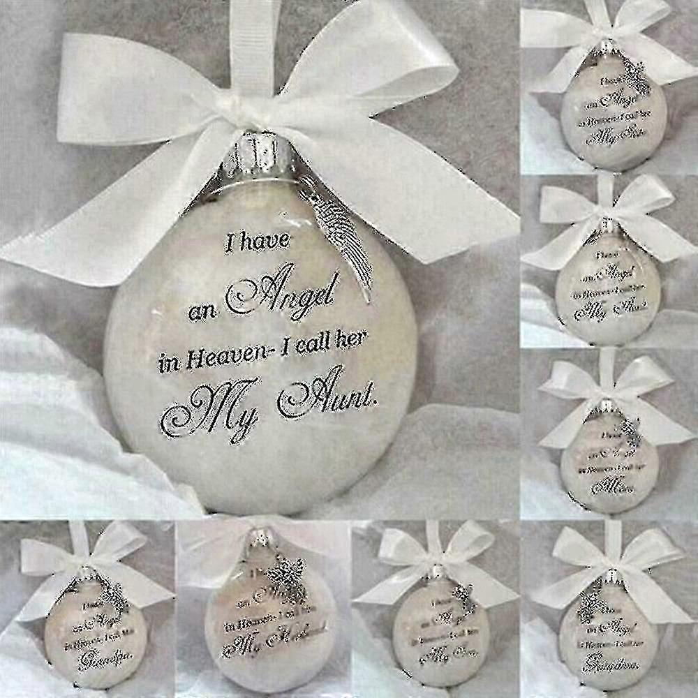 Christmas Ornaments Feather Ball Angel In Heaven Memorial Ornament Decorative Pendant Xmas Tree