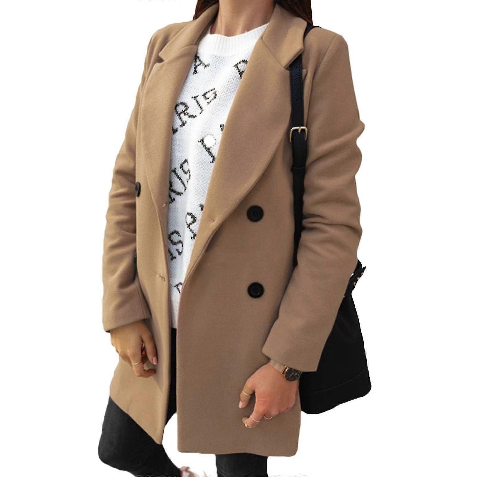 Women's Lapel Overcoat Trench Coats Jacket Coat Solid Outwear