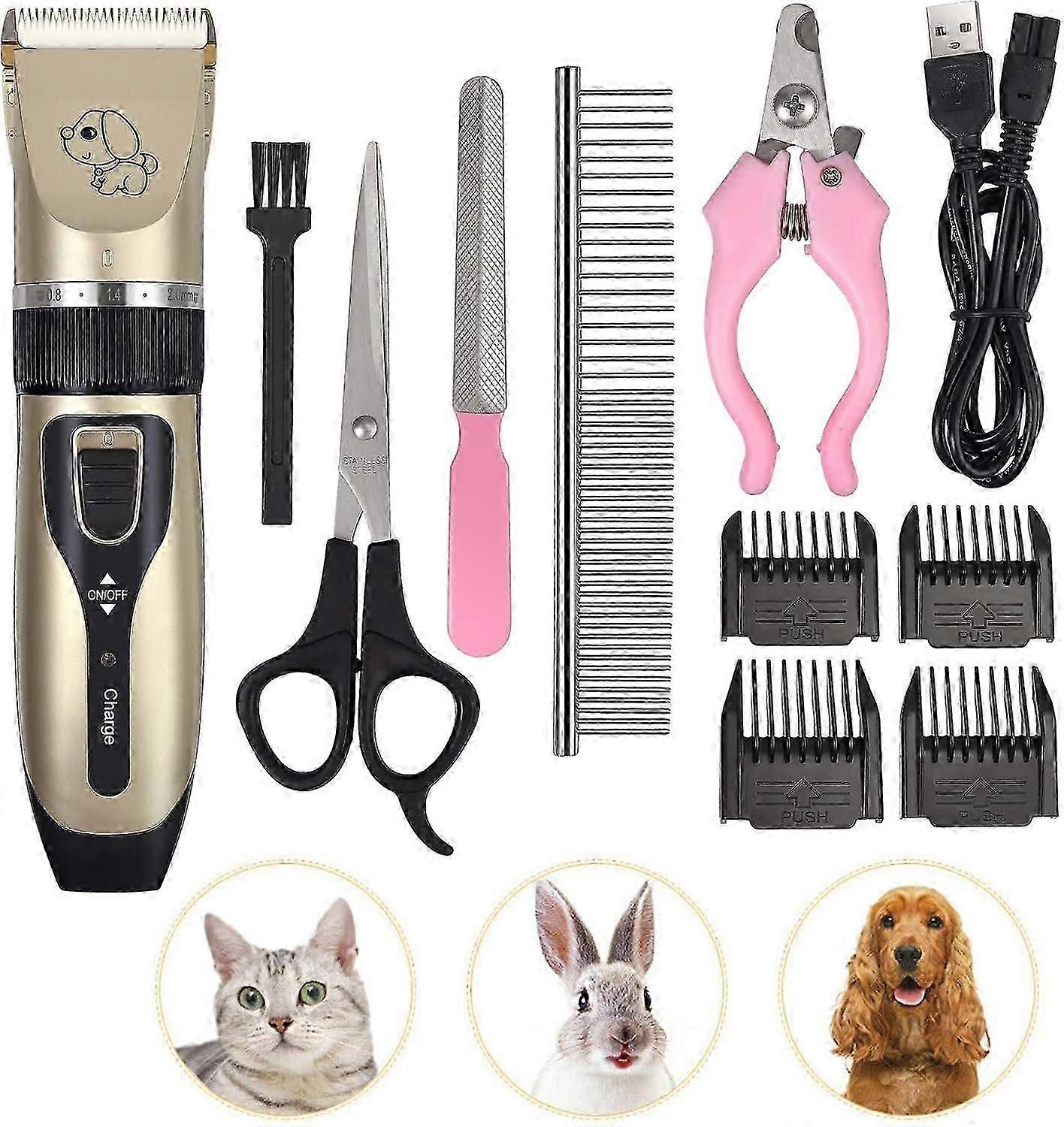 Professional Thick Coat Dog Cat Clipper Silent Cordless Electric Rechargeable Clipper with Scissors and Comb
