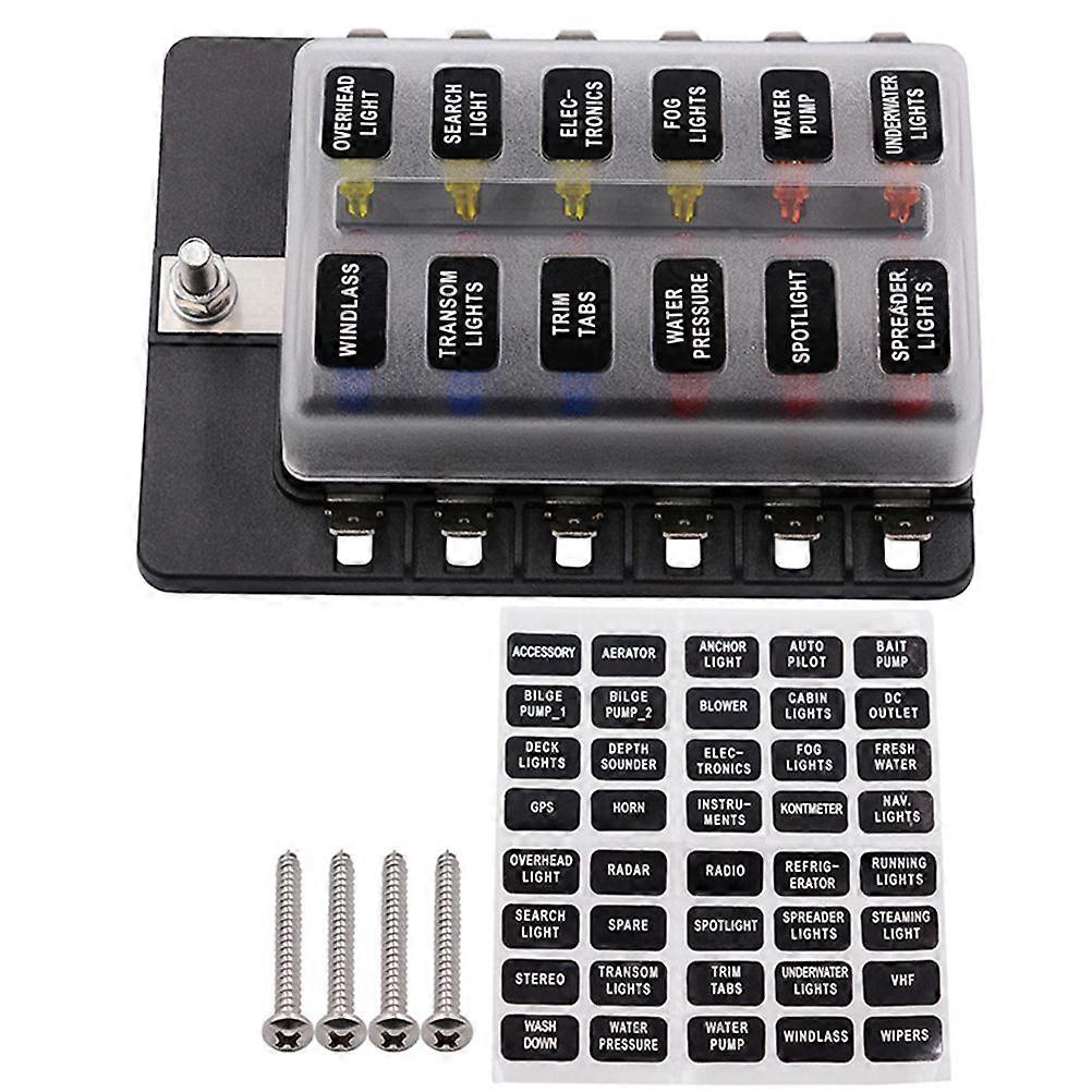 Automotive Electrical Systems Fuse Distribution Block Design For RV Users 12 Output Black 1 Set