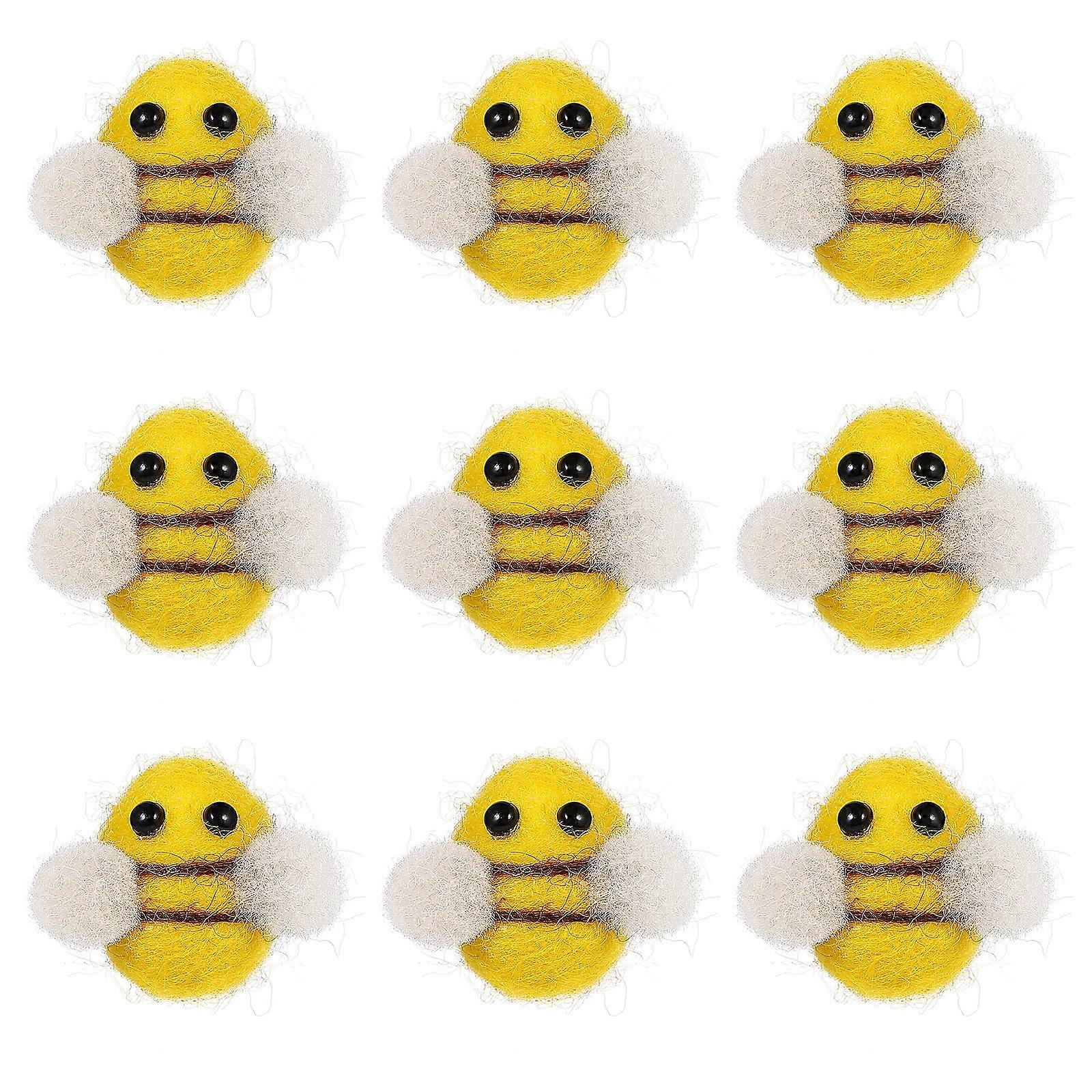 Yellow Mini Felt Bee Crafts 10Pcs Suitable For DIY Decorations And Costume Accessories Designed For Both Children And Adults Size 3X2.5X2.5CM