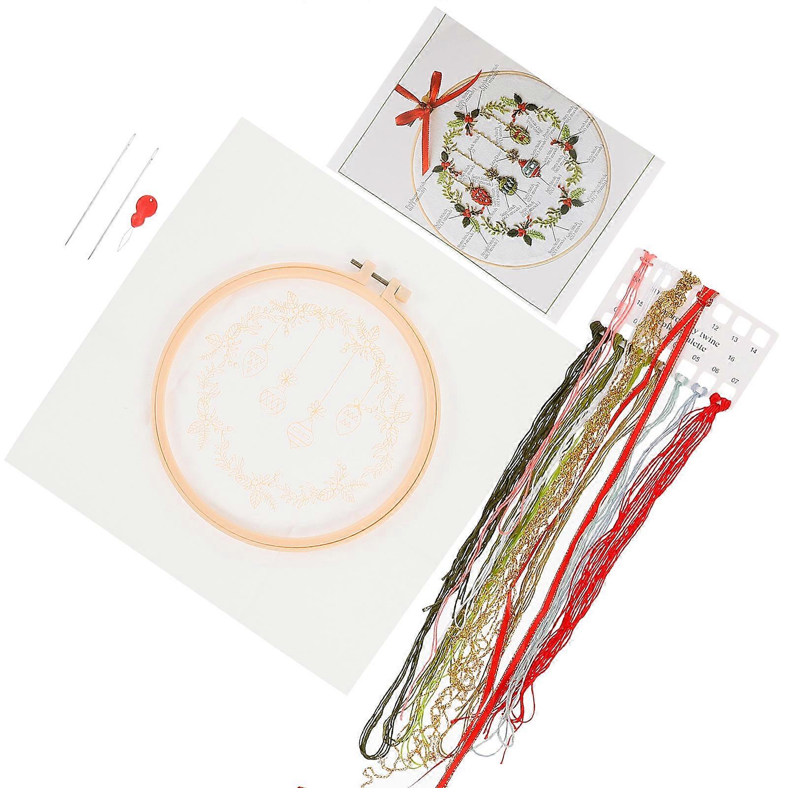DIY Embroidery Kit For Beginners With Christmas Style Design 20X20cm Handmade Art Decorate Rooms And Offices 1 Set