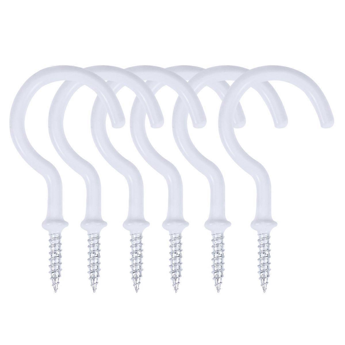 10pcs Strong Durable Plastic Coated Screw In Ceiling Hooks for Cups Mugs with Stainless Steel Hanger Hooks