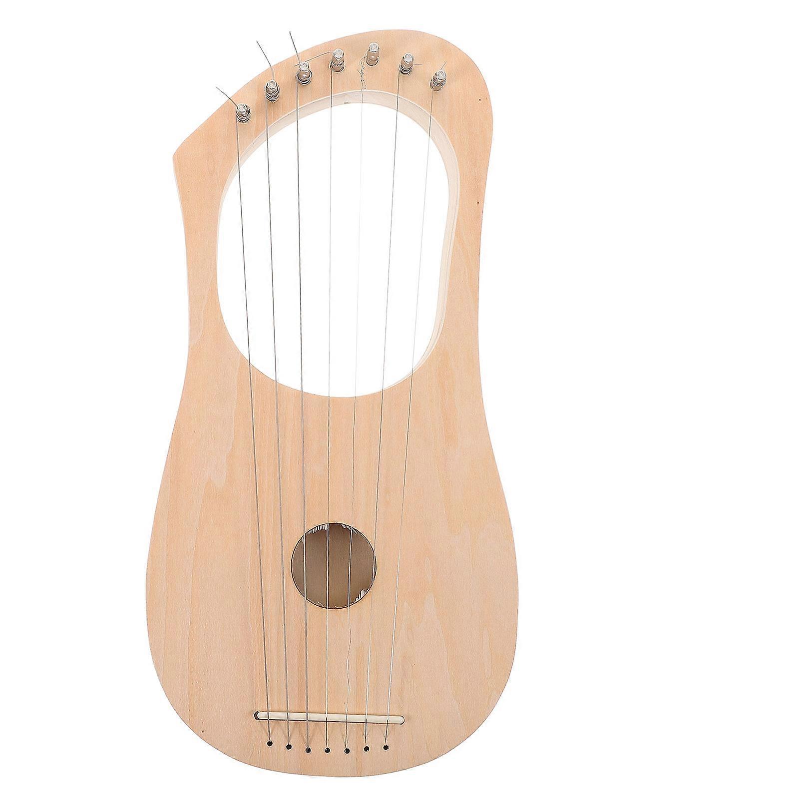 Wooden Lyre Harp Kit for DIY Crafts with 7 Strings and Tuning Wrench Set