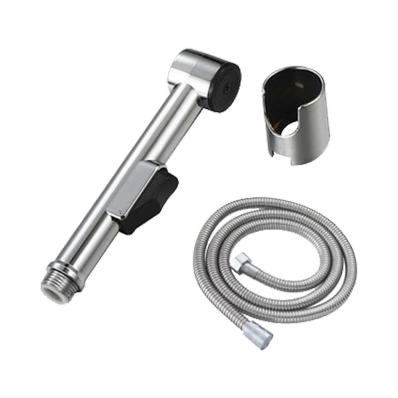 Washbasin Shower Bidet Set with 1.5m Stainless Steel Hose and Sprinkler Adapter, Silver, One Size