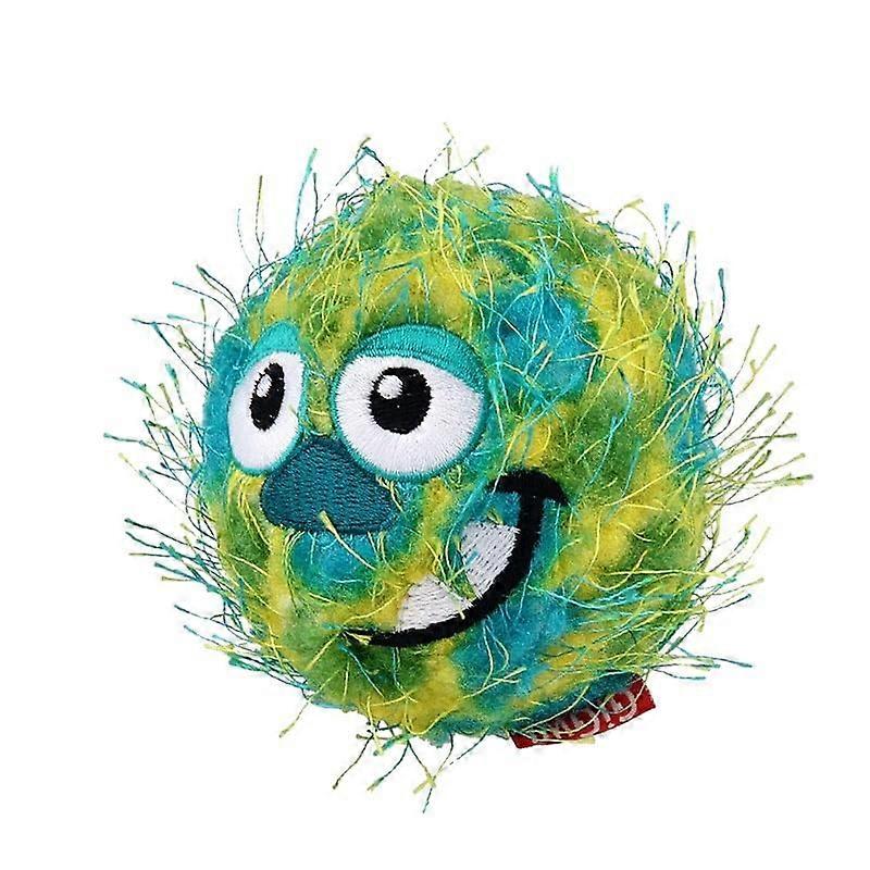 Dog Grin Face Squeaky Ball Toy for Medium Large Dogs, Plush Bouncy Chew Toy with Sound, Durable Funny Interactive Play Ball (Green)