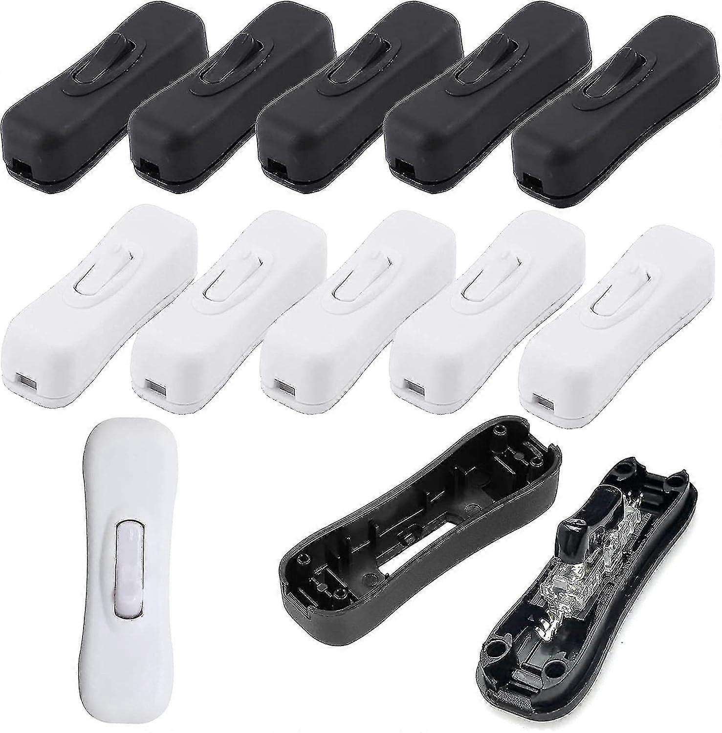 2025 12 Pcs Light Switch (black/white), 2a/250v Cord Switch, 2 Or 3 Core In-line Cord Switch For Small Ap