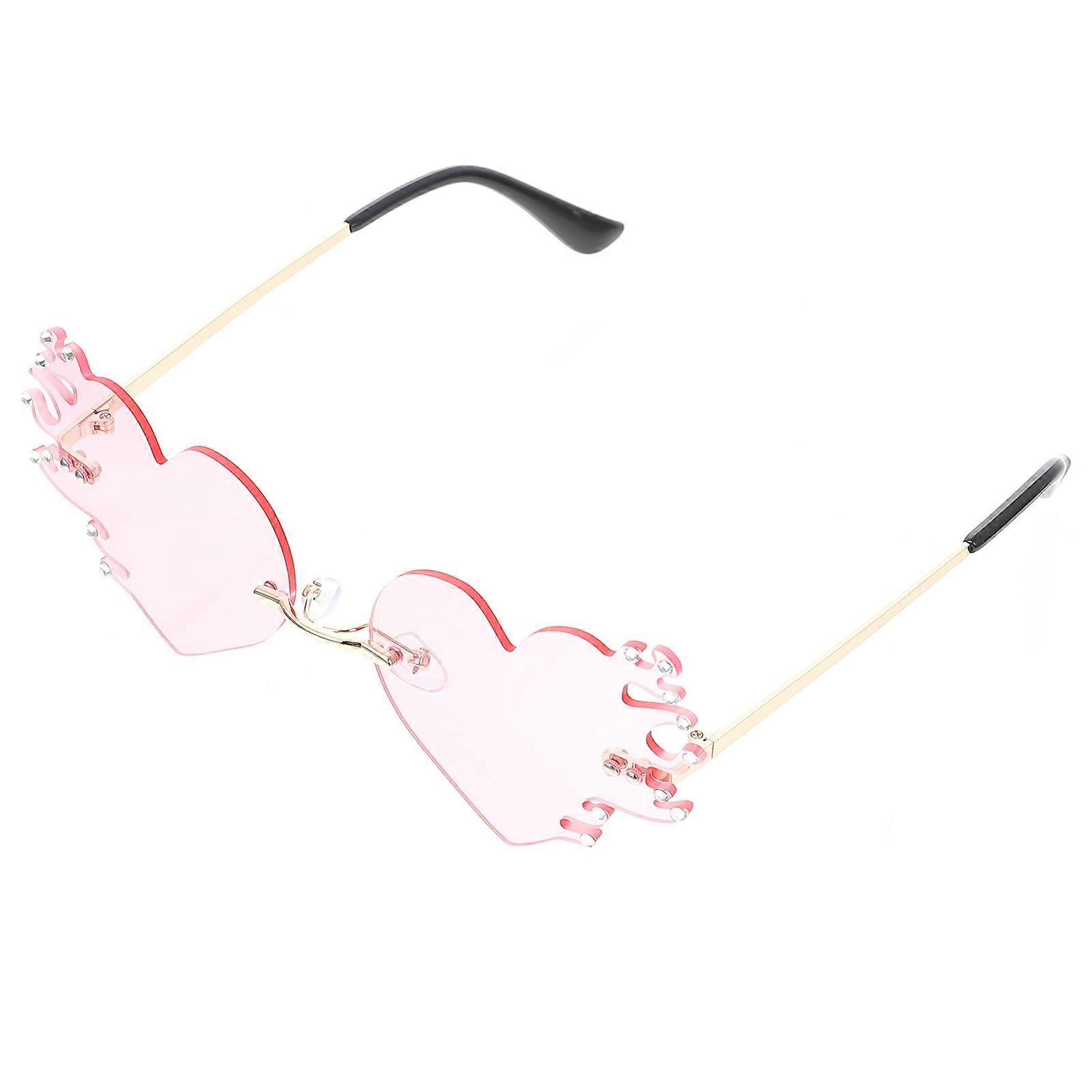 Heart Shaped Frameless Party Sunglasses Lightweight Decorative Glasses for Men and Women Festival Valentine's Day Accessory
