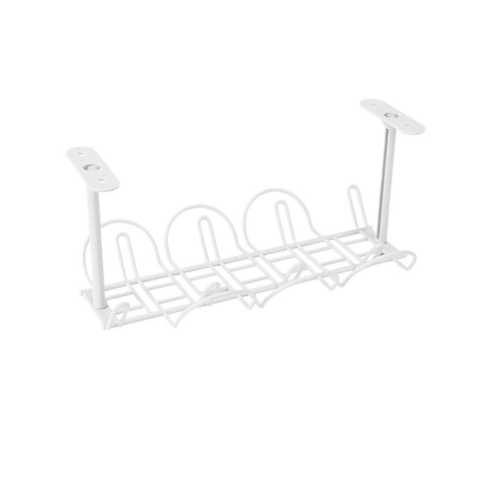 Cable Basket Under Desk Cable Management Tray, Socket Holder, Power Strip, Storage Shelf White