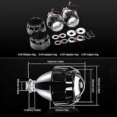 2.5 Bi Xenon HID Projector Retrofit Headlight Lens Square Angel Eyes H1 H4 H7 | UK