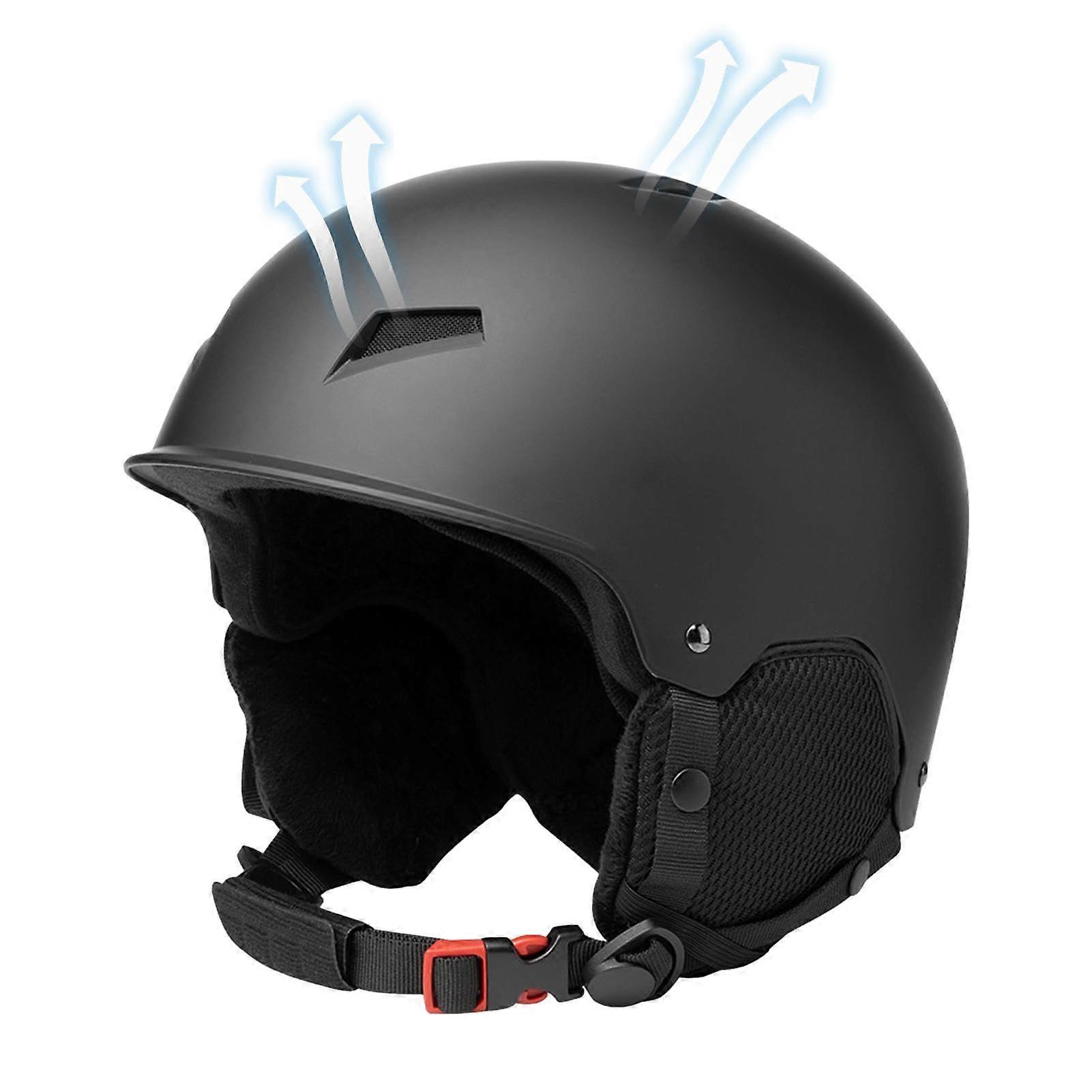 Snowboard Helmet with Adjustable Protection, Goggles Clip, Black/White
