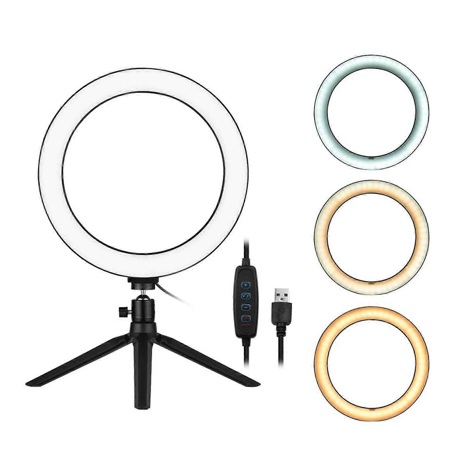 Led Ring Light 10 Inch 3 Light Modes 10 Brightness With Tripod Stand 3200K5500K Black