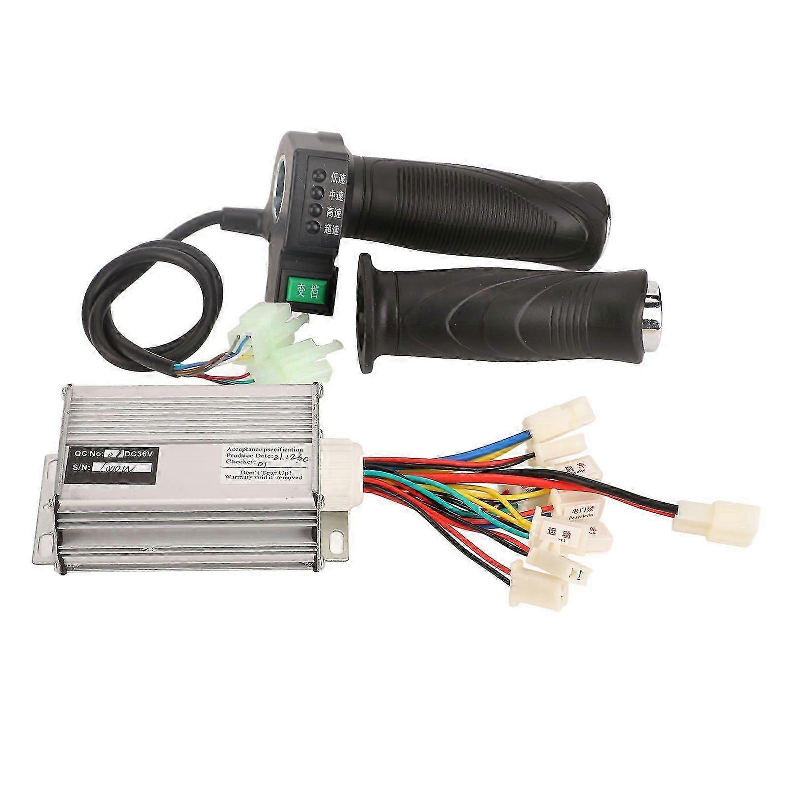 Brushed Motor Controller Set Aluminum Alloy Shell Rubber Handle 36V 1000W 4 Speed Throttle Twist Grip Handle for Electric Bike YMQX)