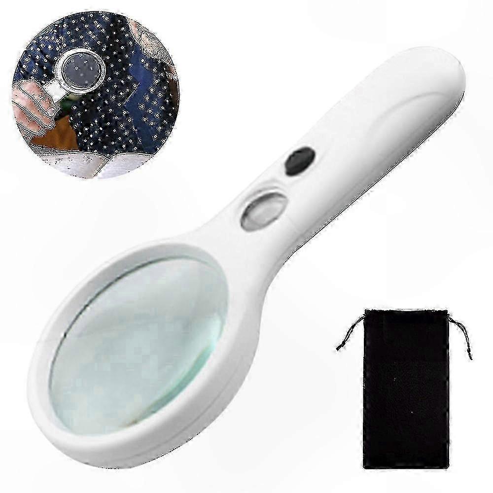 Single LED Illuminated Magnifier, 3X 45X Dual Lens Handheld Glass for Reading Fine Print, Examining Coins, Maps, Jewelry, Crafts & Hobbies Use