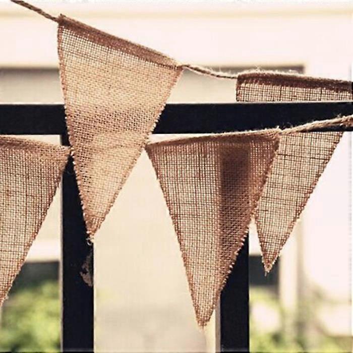 Party Decoration - TEMPSA - Retro Jute Pennant Banner - Beige - 2.9m