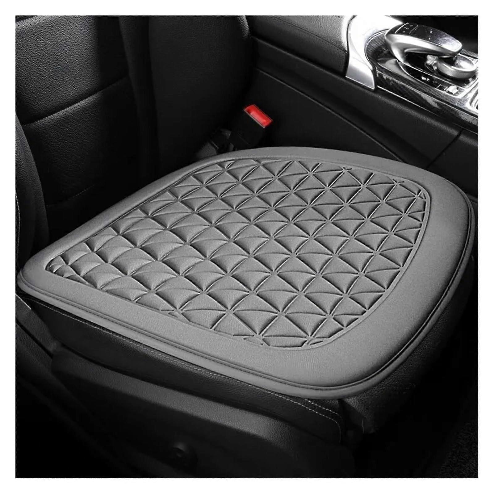 Car Seat Cushion Cover with 3D Embossed Pattern, Universal Four Seasons Fit, Gray Square Pad