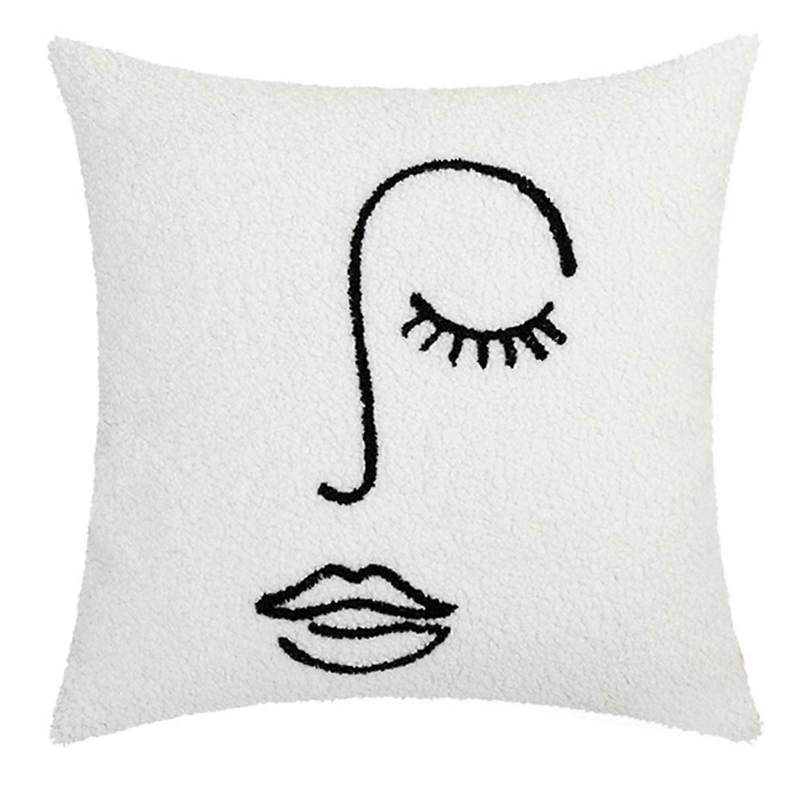 Nordic Throw Pillow compatible with Case Line Drawing Abstract Face Tufted Square Cushion Co  BY003