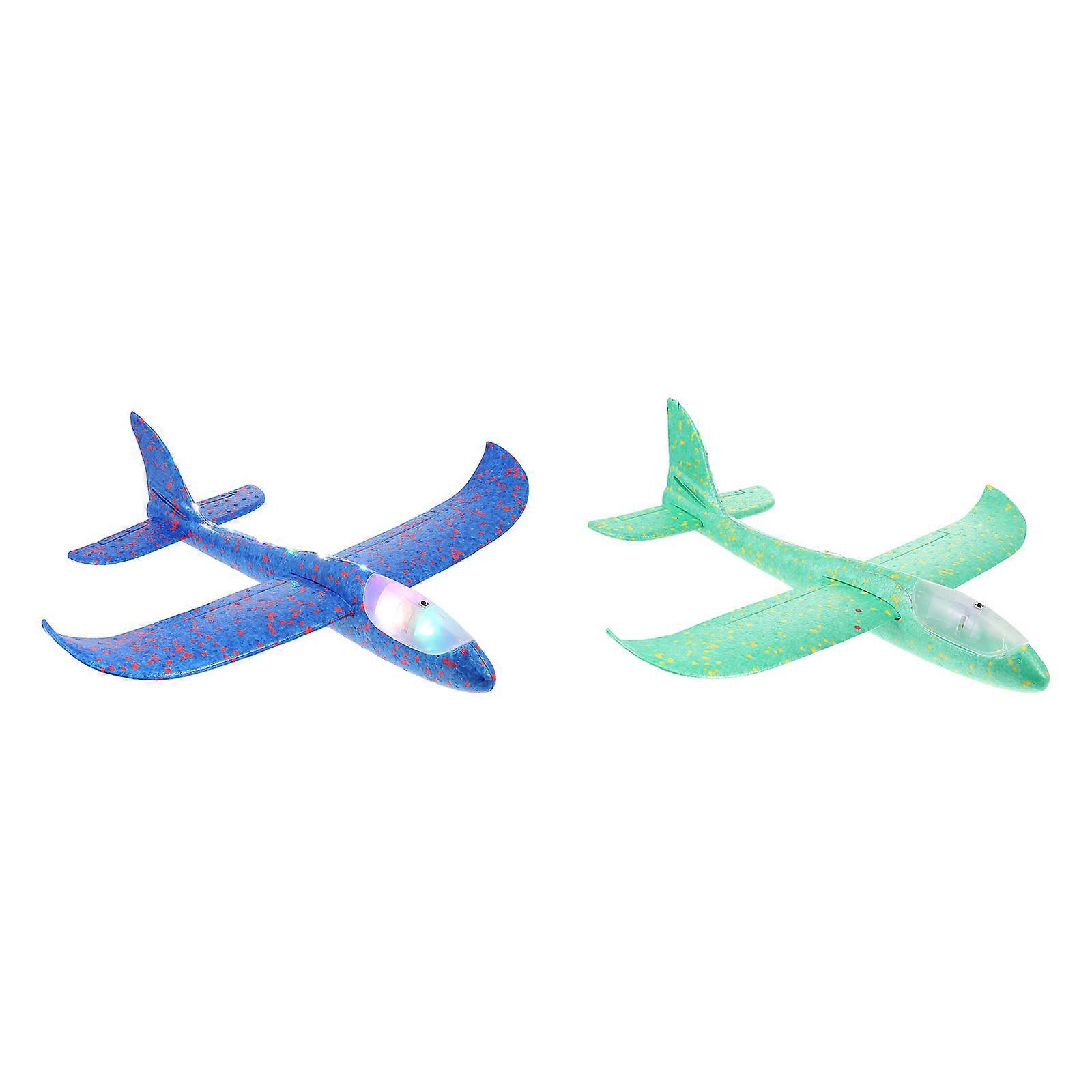 Glowing Manual Throwing Airplane Toy Aircraft for Parties Eva Foam Material 2Pcs