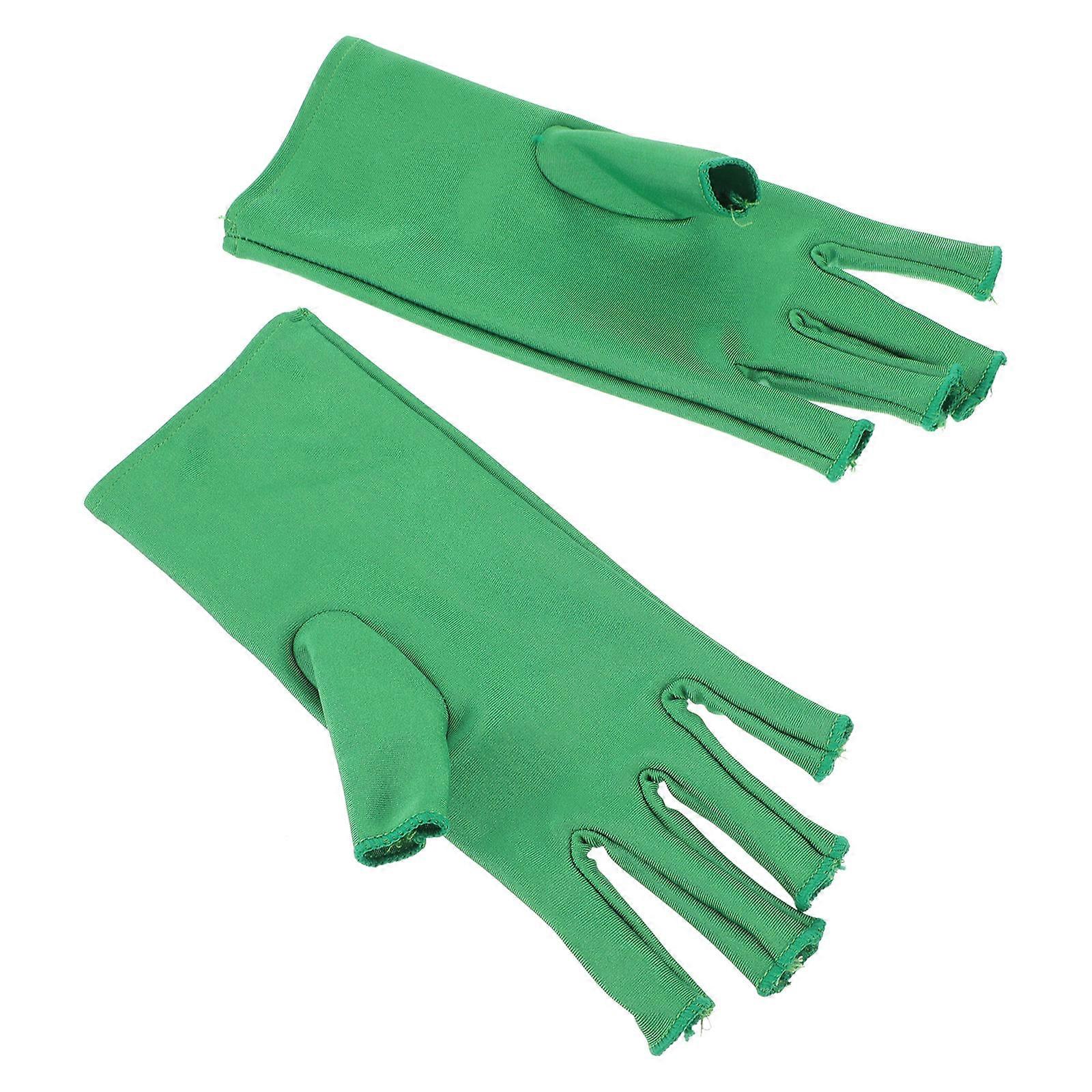 Anti-Uv Gloves Fingerless Nail Technician Gloves for Nail Art Hands Green Elastic Material with Hand Protection 1 Pair