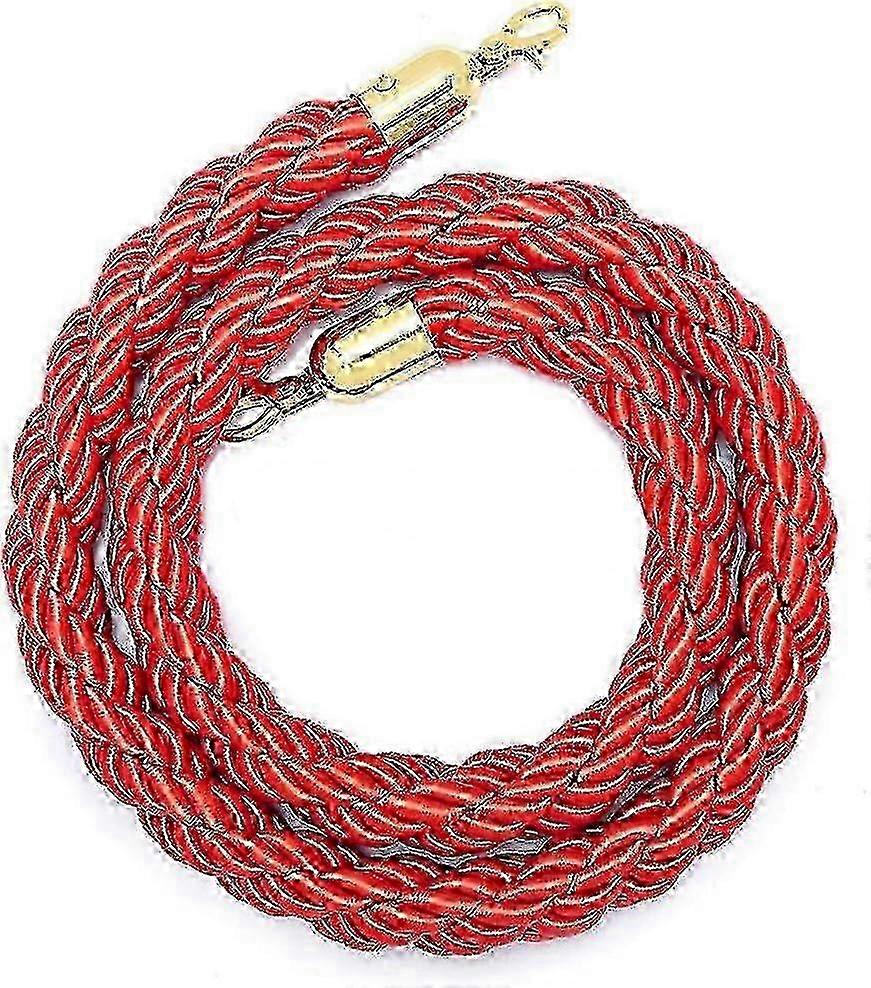 Red Guidance Rope Barrier with Gold Hooks 1.5m for Crowd Control in Hotels, Cinemas & Events