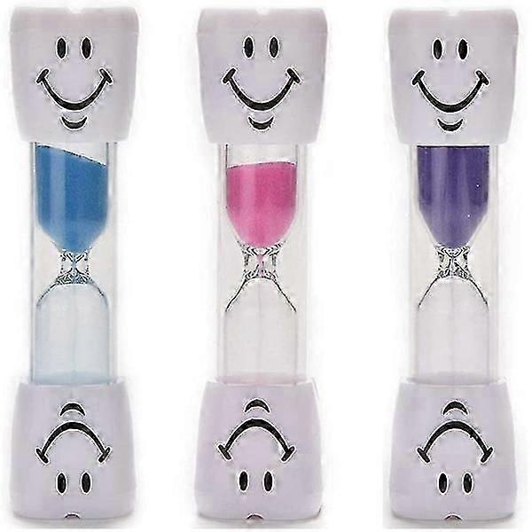 "3-pack children's toothbrush timer, 2 minute smiley hourglass, hourglass"