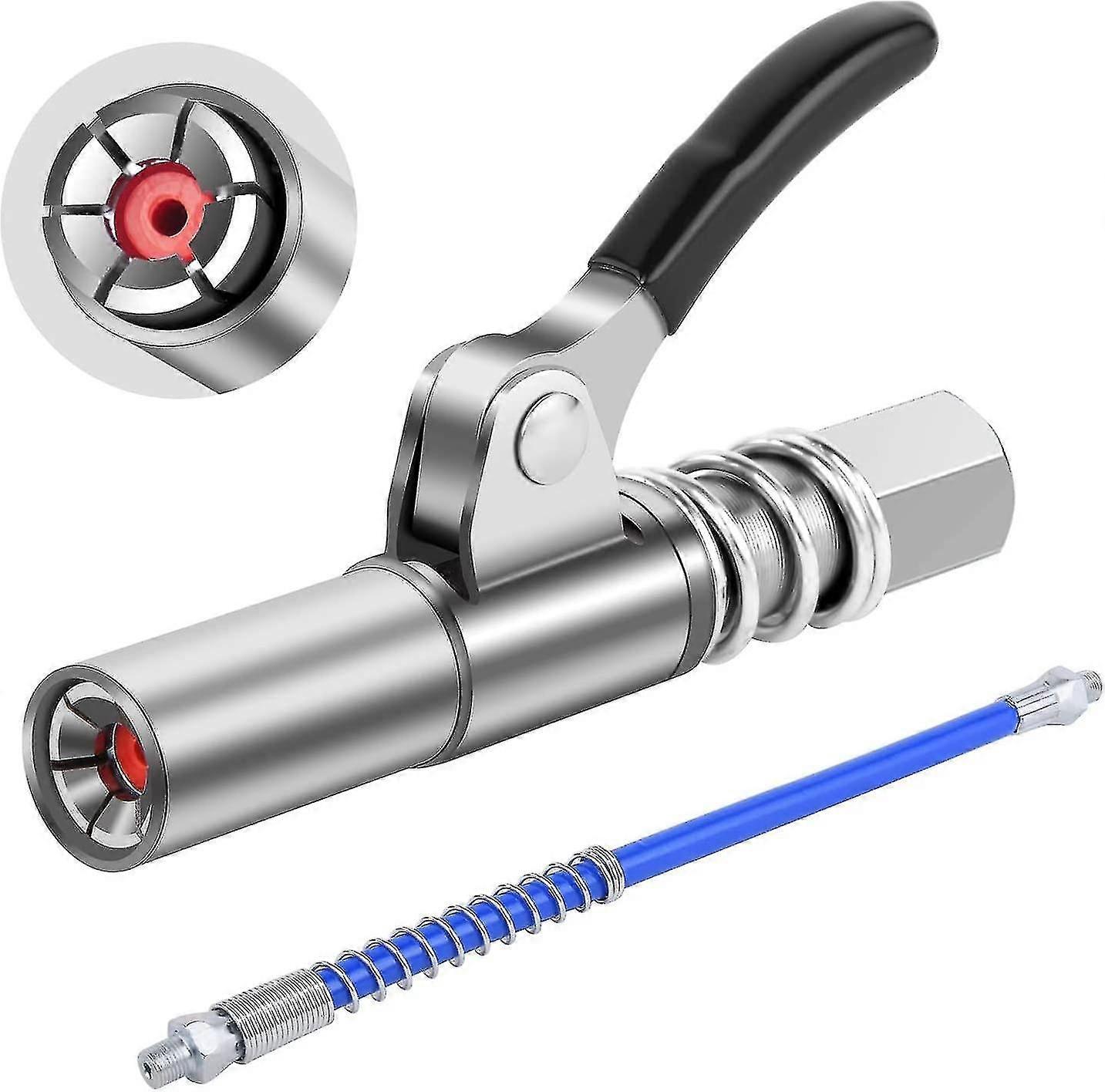 12000 Psi Grease Gun Mouthpiece Quick Release With 30 Cm Long Connection Hose Compatible