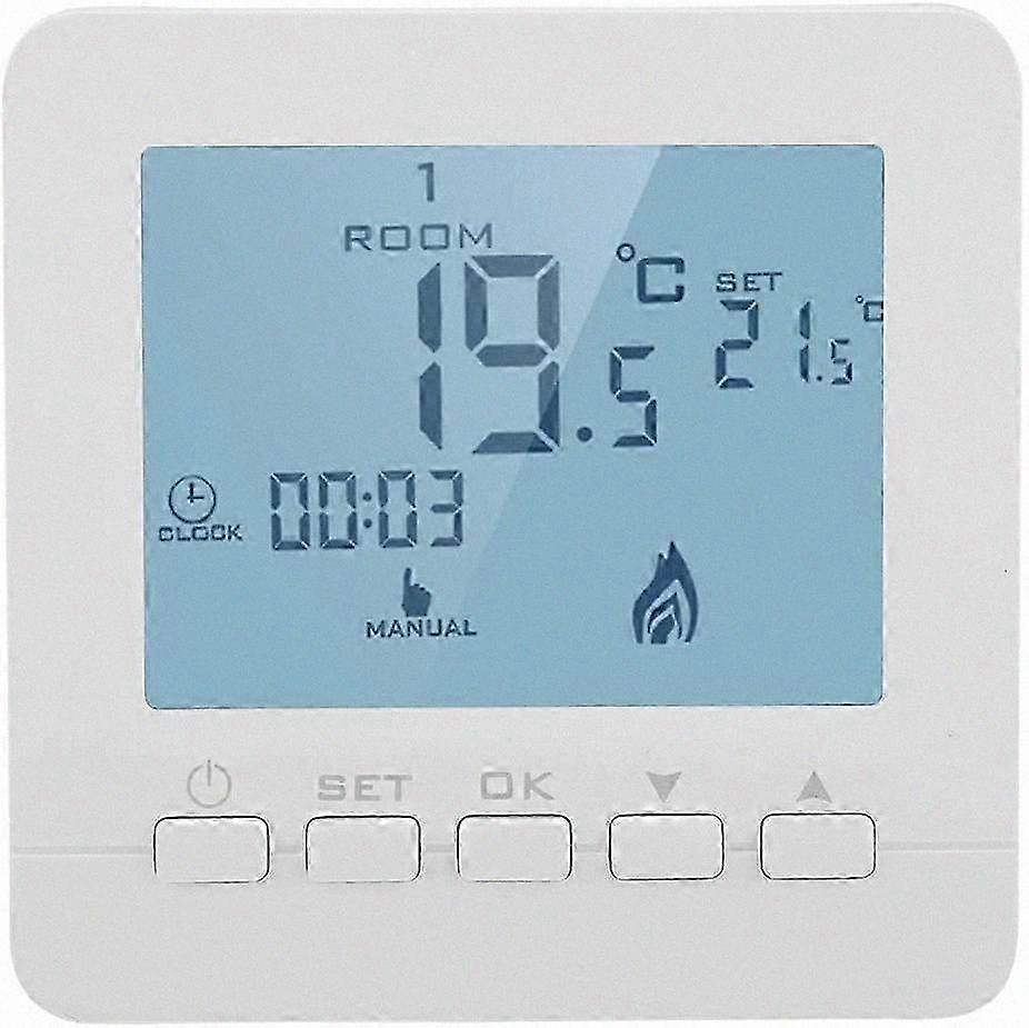 Smart Digital Thermostat with LCD Display, Programmable Temperature Control for Heating, 5A Capacity