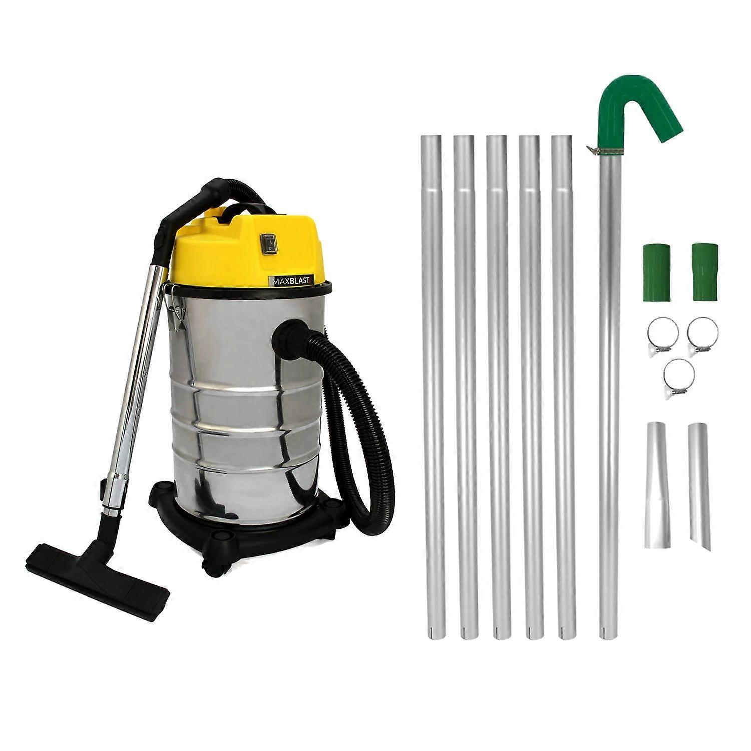 Gutter Cleaning System 30L Wet & Dry Hoover & 24ft Gutter Vacuum Pole Kit Long Reach Drain Pipe