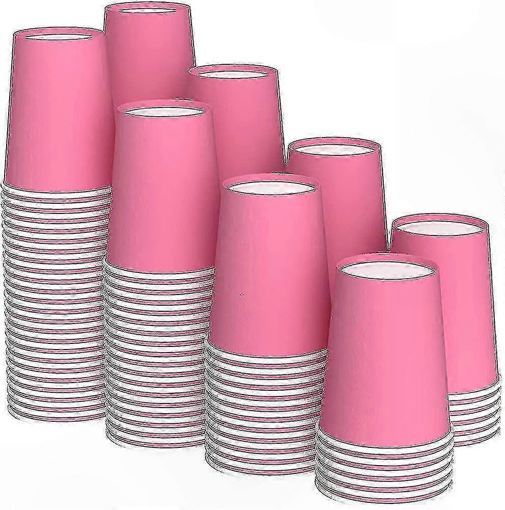 Eco-Friendly Biodegradable Cups, 120 Pack Compostable Pink Cardboard Cups for Parties