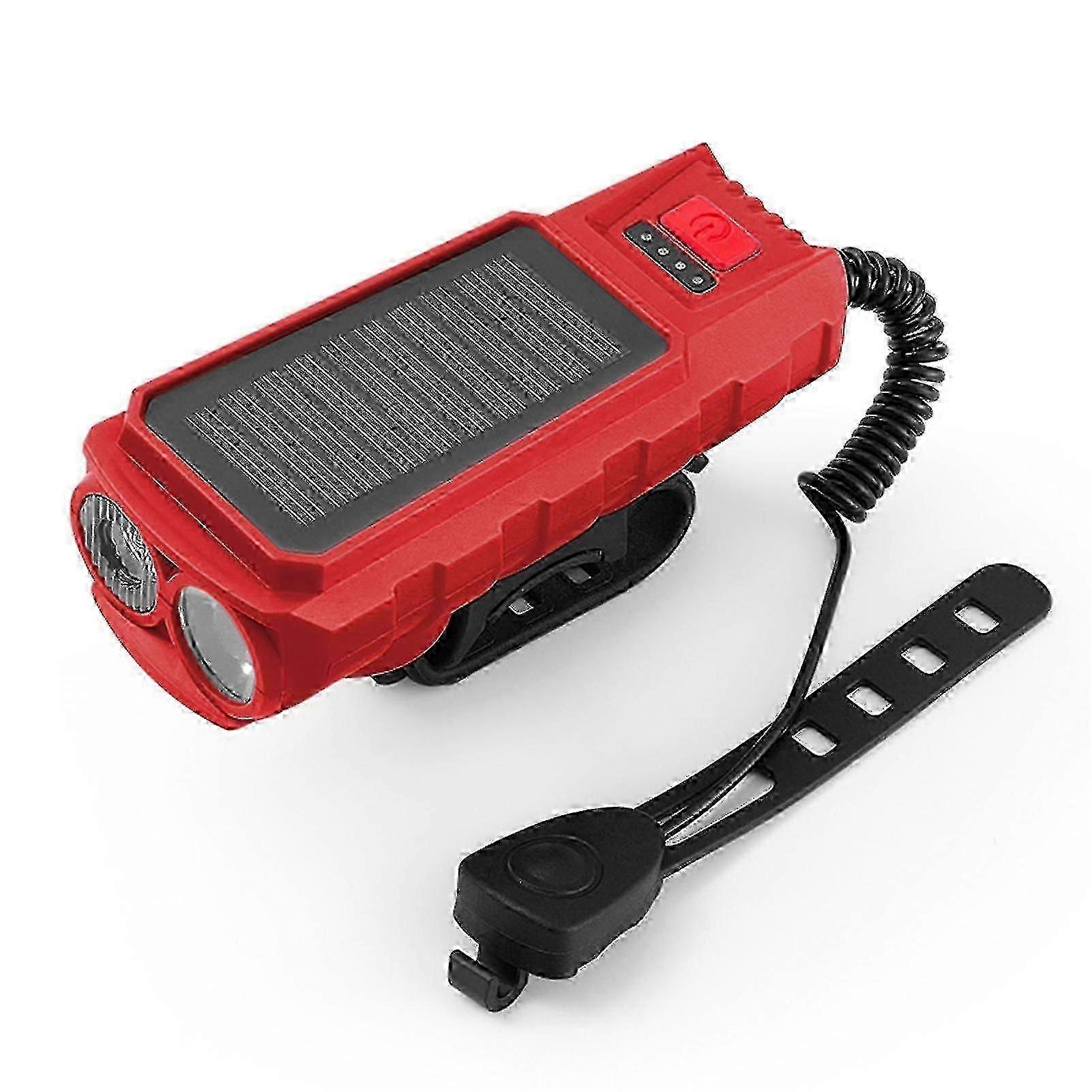 Solar Bike Alarm Flashlight Usb Charging Waterproof Bike Horns Lamp...