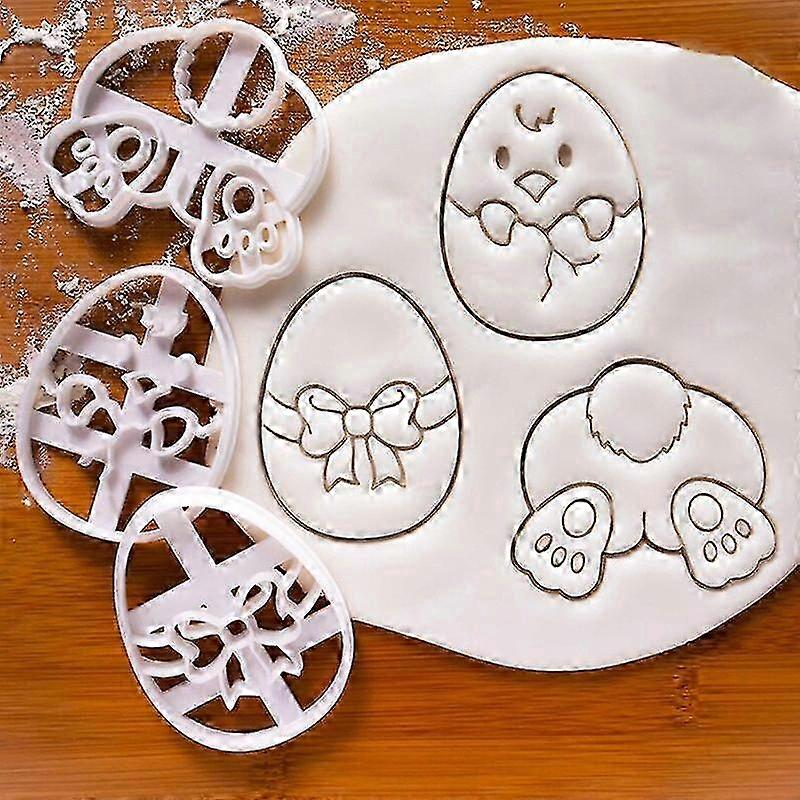 3pcs Easter Egg Cookie Cutter Bunny Chick Shaped Fondant Icing Bisc...