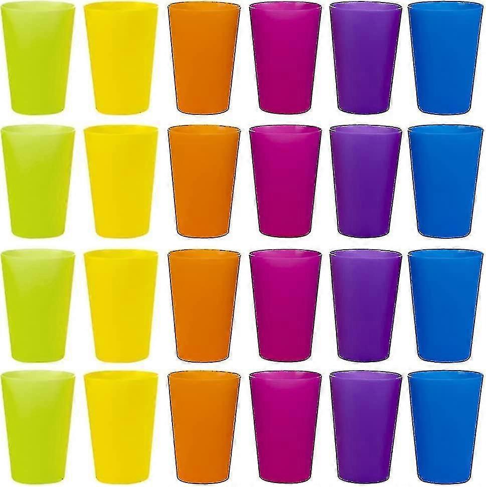 24 Pcs Reusable Plastic Cups, 6 Bright Colors Plastic Cups For Kids, Camping