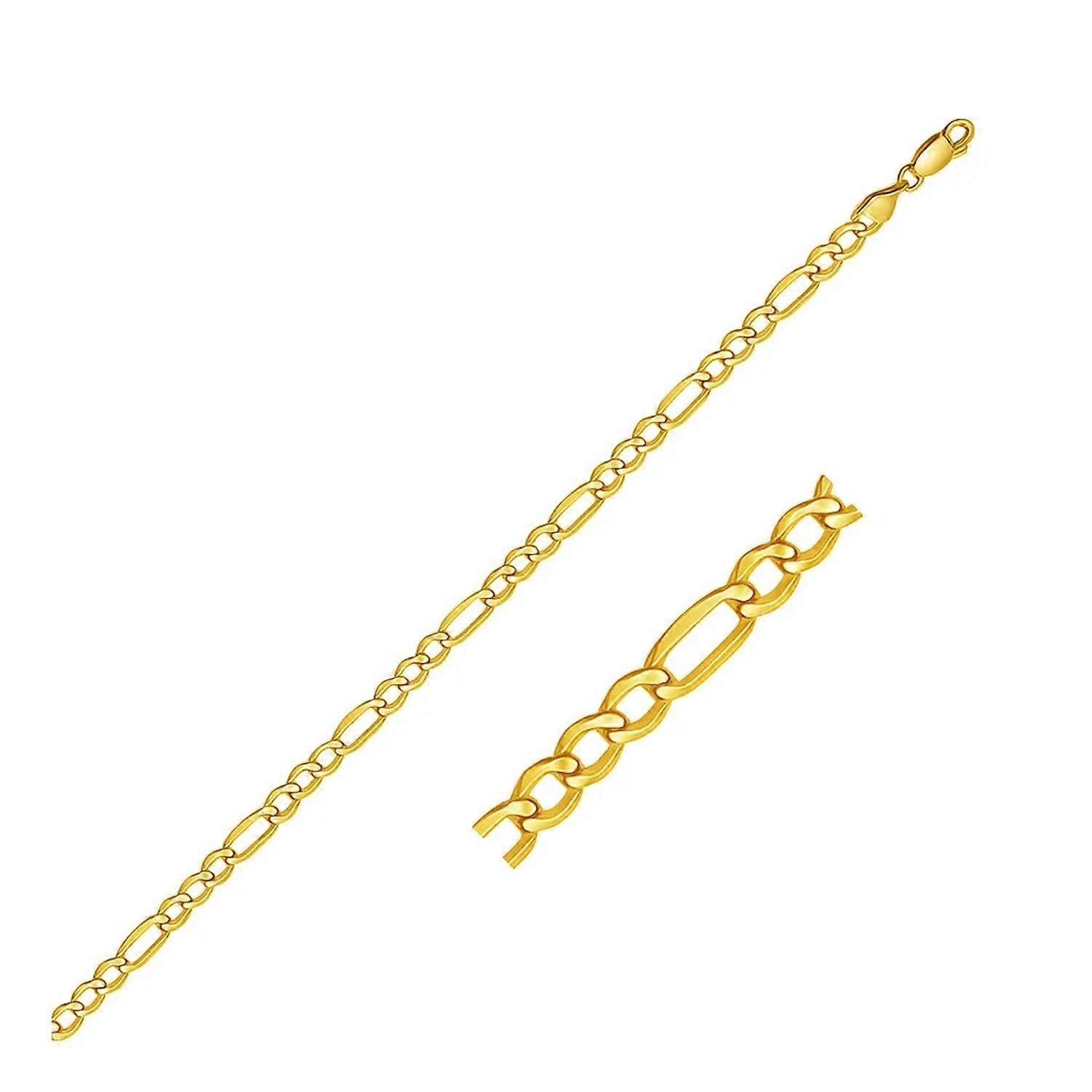 4.5mm 14k Or Jaune Solide Figaro Bracelet