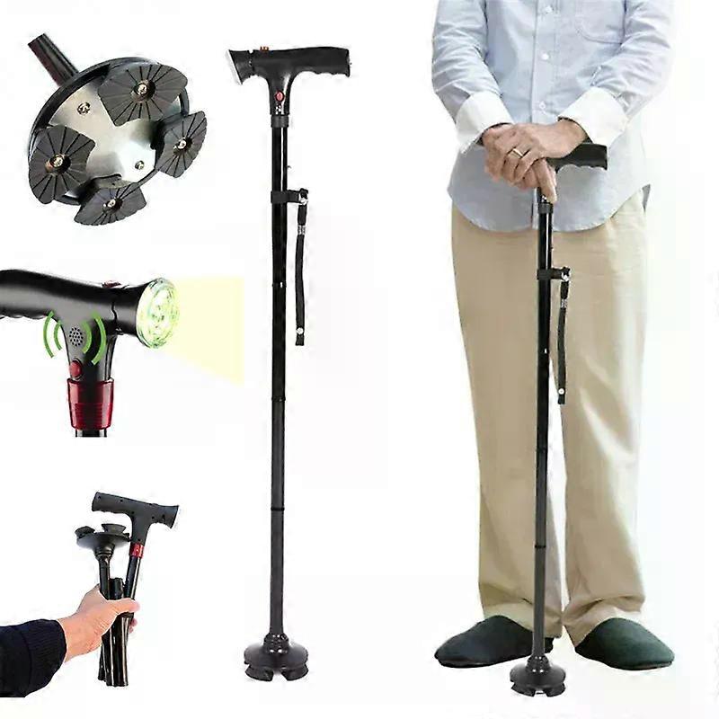 Multifunctional Folding Cane With LED Light Adjustable Lightweight Anti-Slip Walking Stick for Elderly - Trusty Elder Crutches