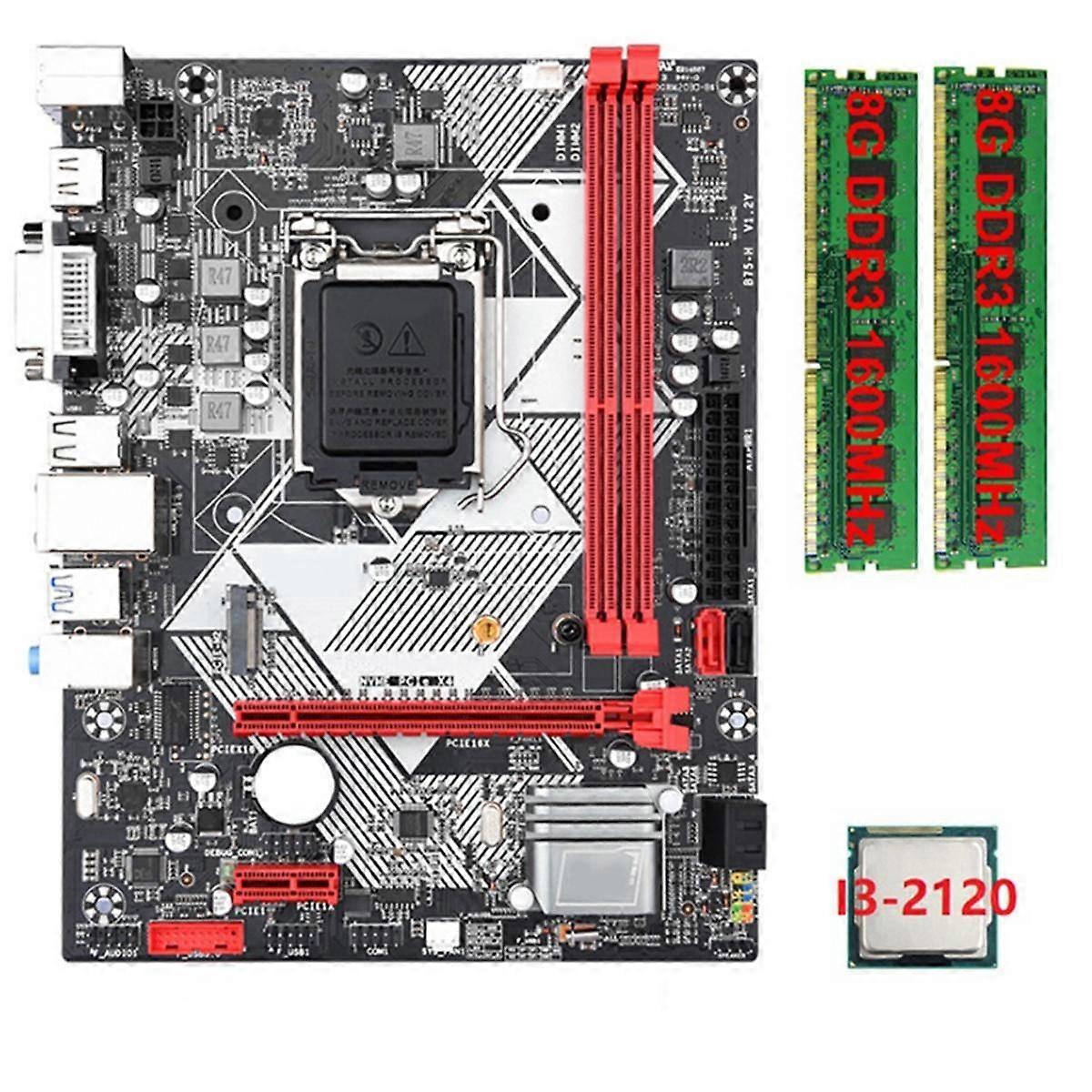 B75-H Desktop-Motherboard +I3-2120 CPU +2X8G DDR3 1600MHz RAM LGA 1155 USB 3.0 SATA 3.0 Computer Mo
