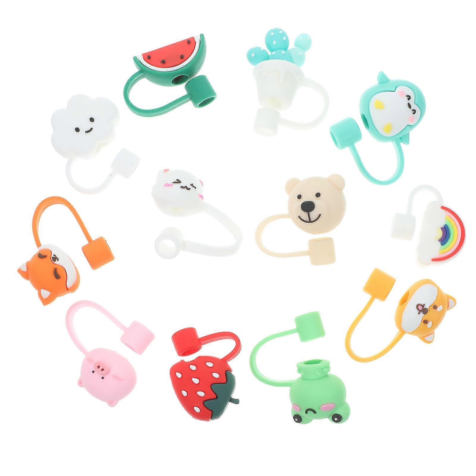 Silicone Straw Tip Covers Bright Color For Gatherings And Picnic 12Pcs