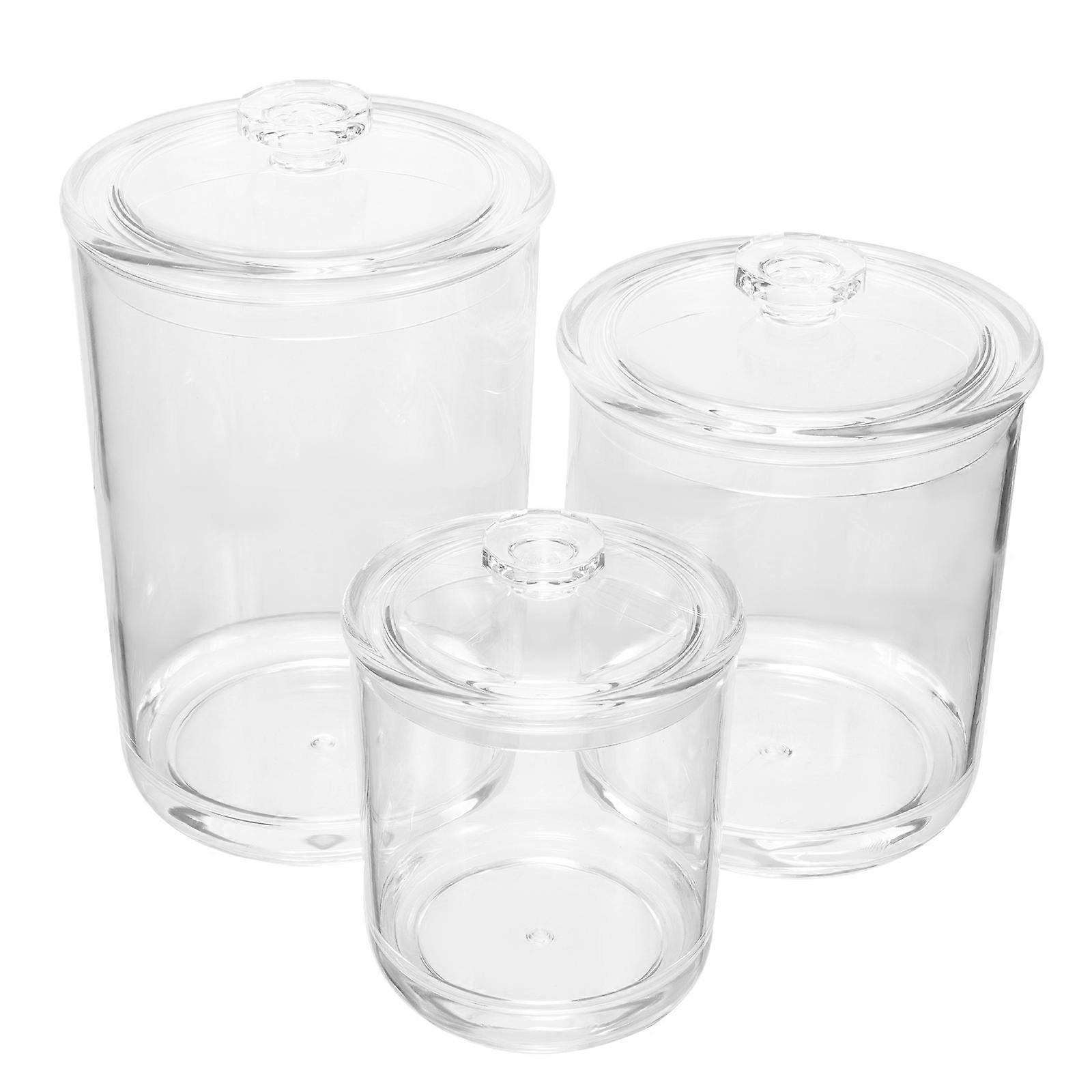 Transparent Storage Jars with Lid for Home Use Material Keeps Food Fresh 3 Pcs Small Size